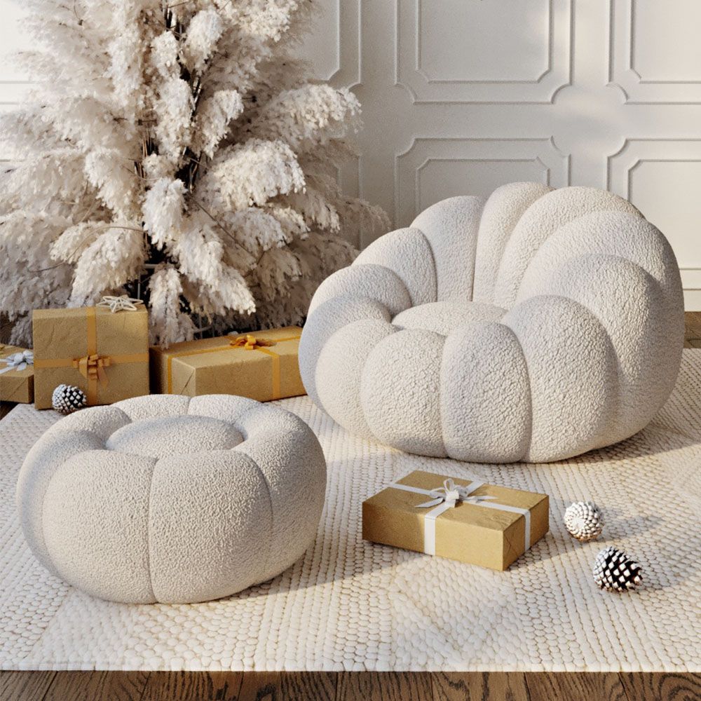 Upholstered armchair online with ottoman