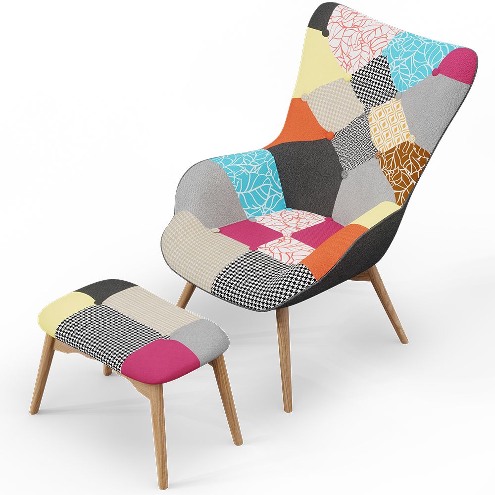 Patchwork chair deals and ottoman