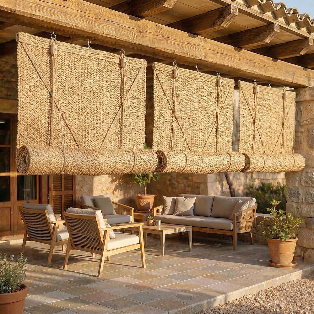 Buy Blind outdoor roll-up 200x125 cm - Seagrass curtain - Sun ...