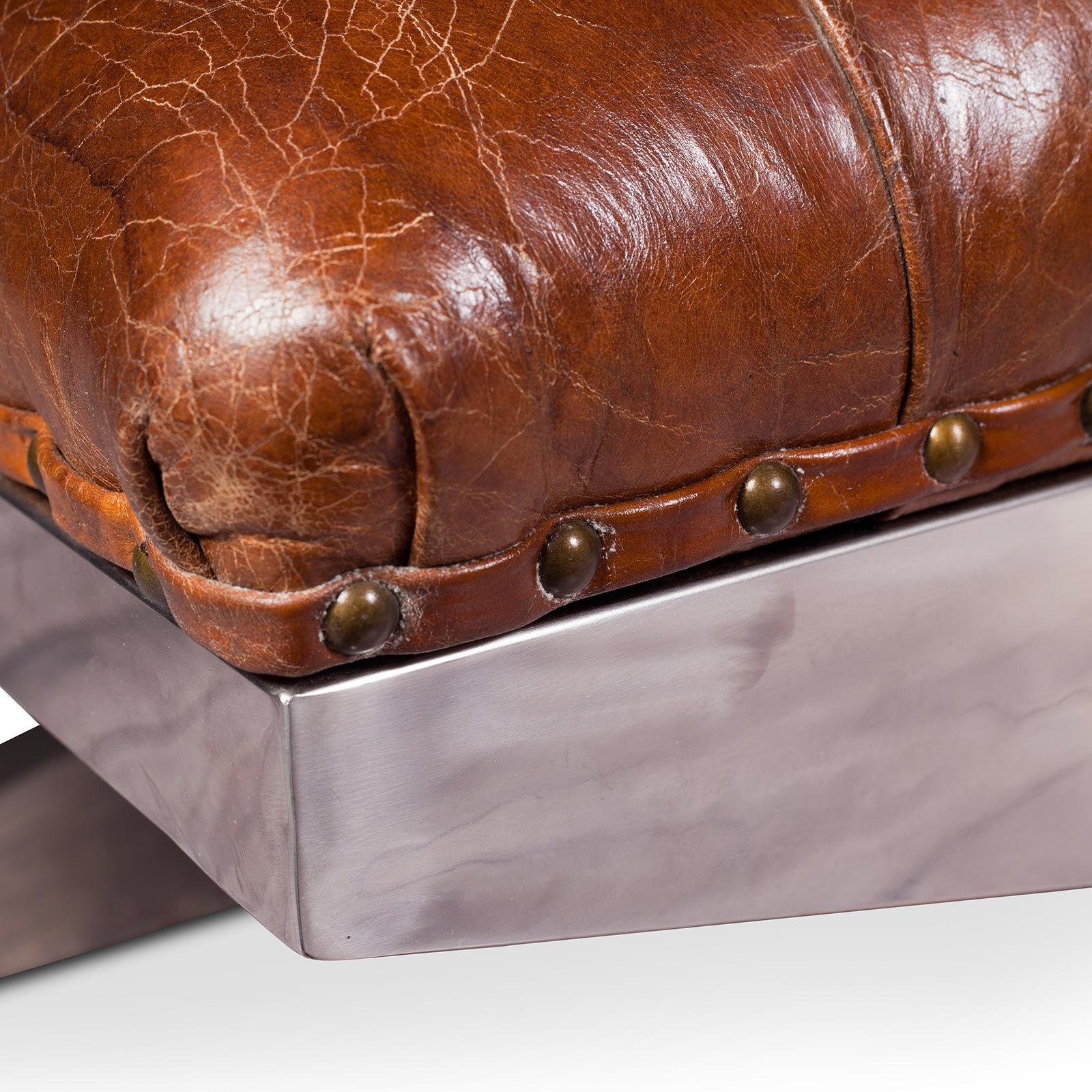 Light brown leather bench store