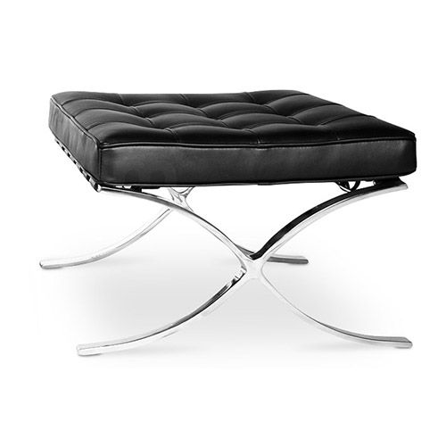 Black leather footstool with chrome legs discount