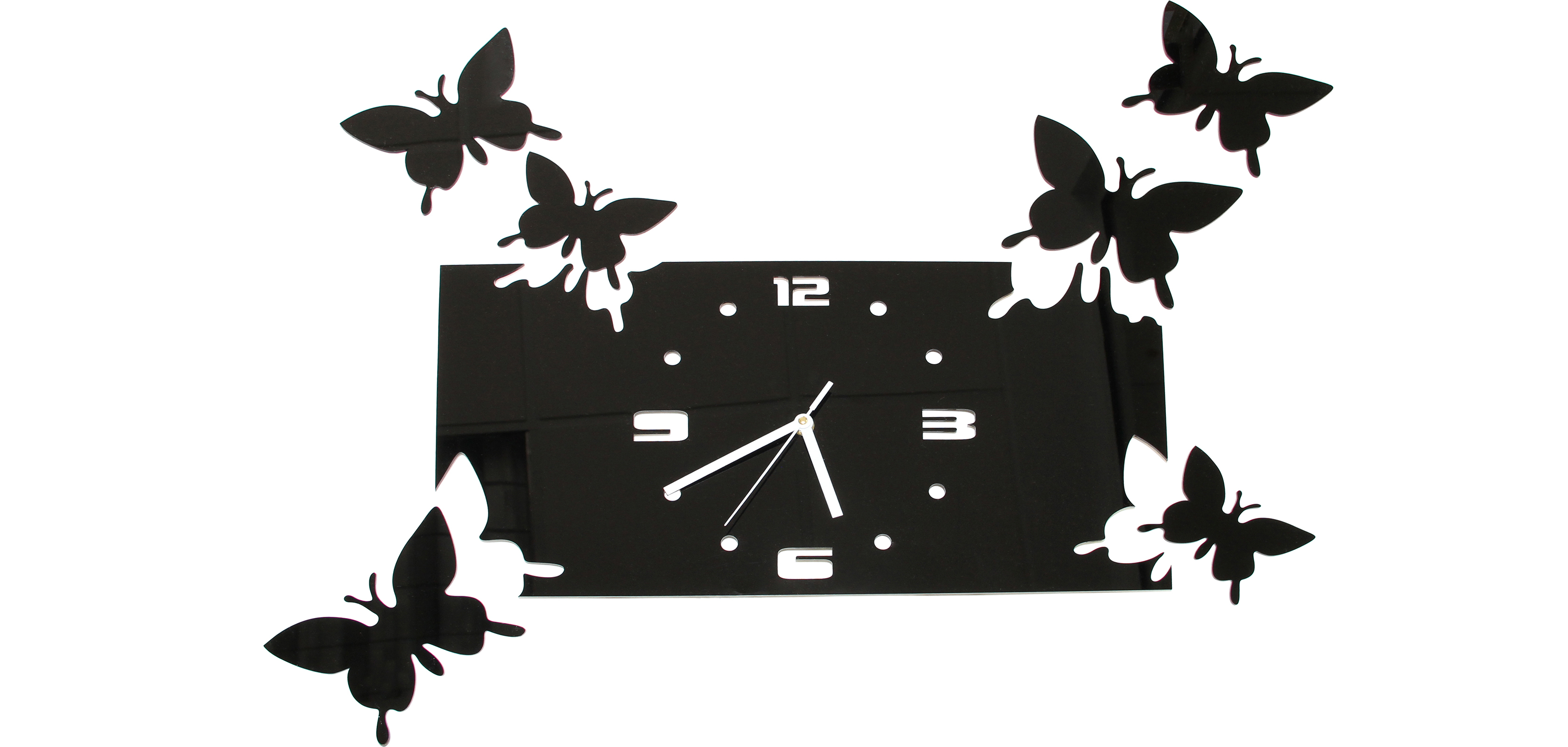 Buy Butterflies Square Wall Clock Black 58210 - in the UK