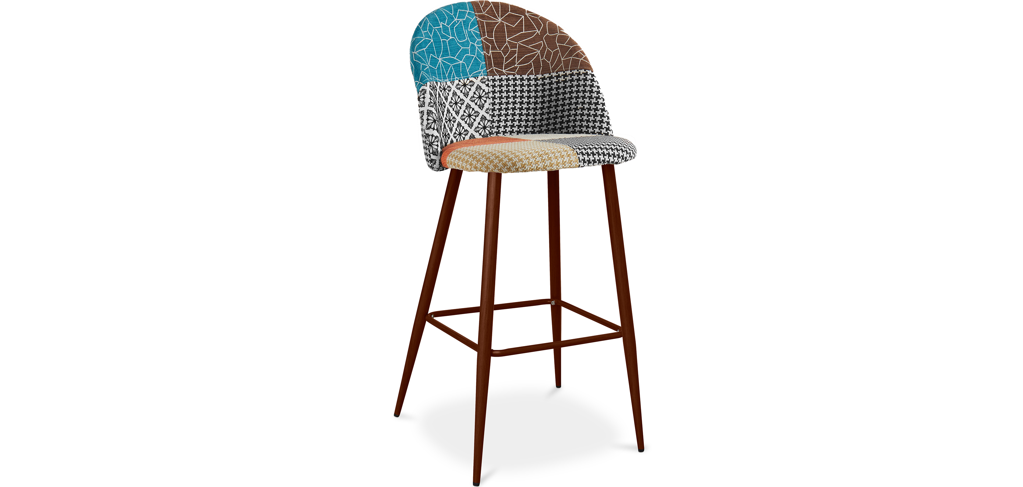 Buy Patchwork upholstered bar stool Scandinavian design with dark metal ...