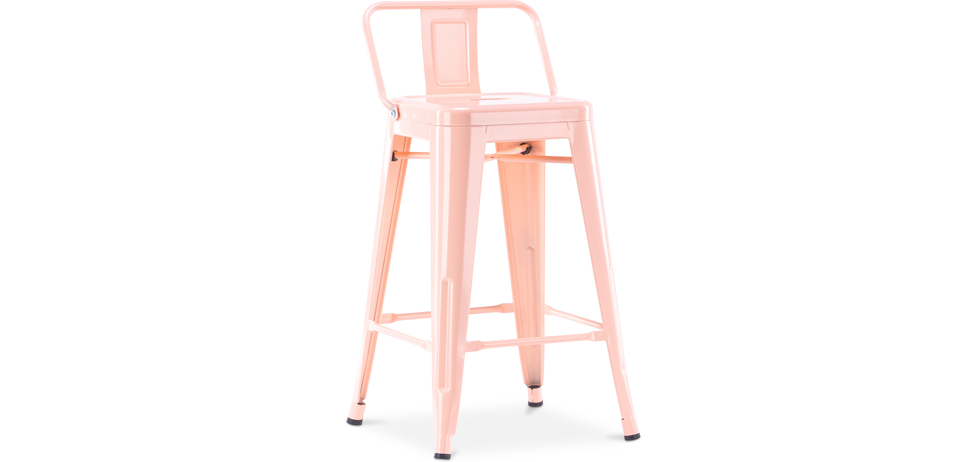 Buy Bistrot Metalix bar stool with small backrest - 60cm Pastel orange 58409 - in the UK