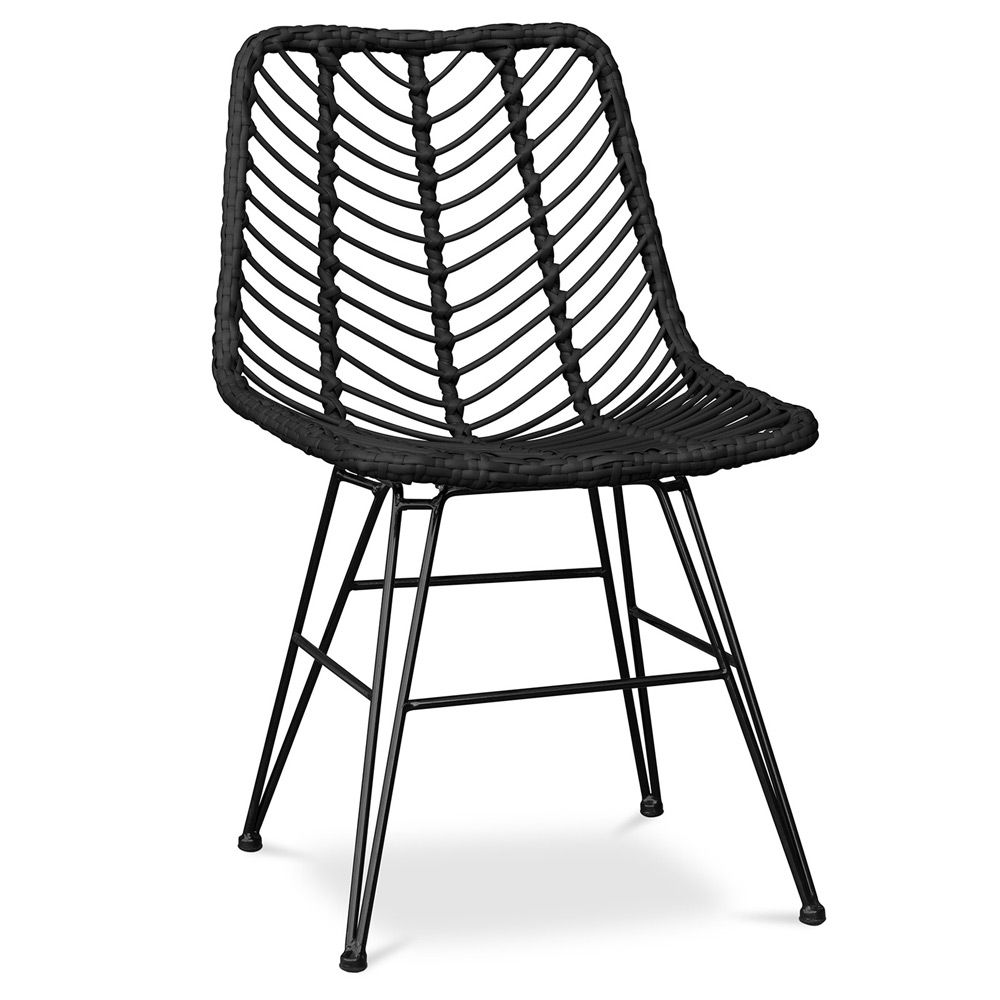 Buy Synthetic wicker dining chair Valery Natural wood 59254 in the UK MyFaktory