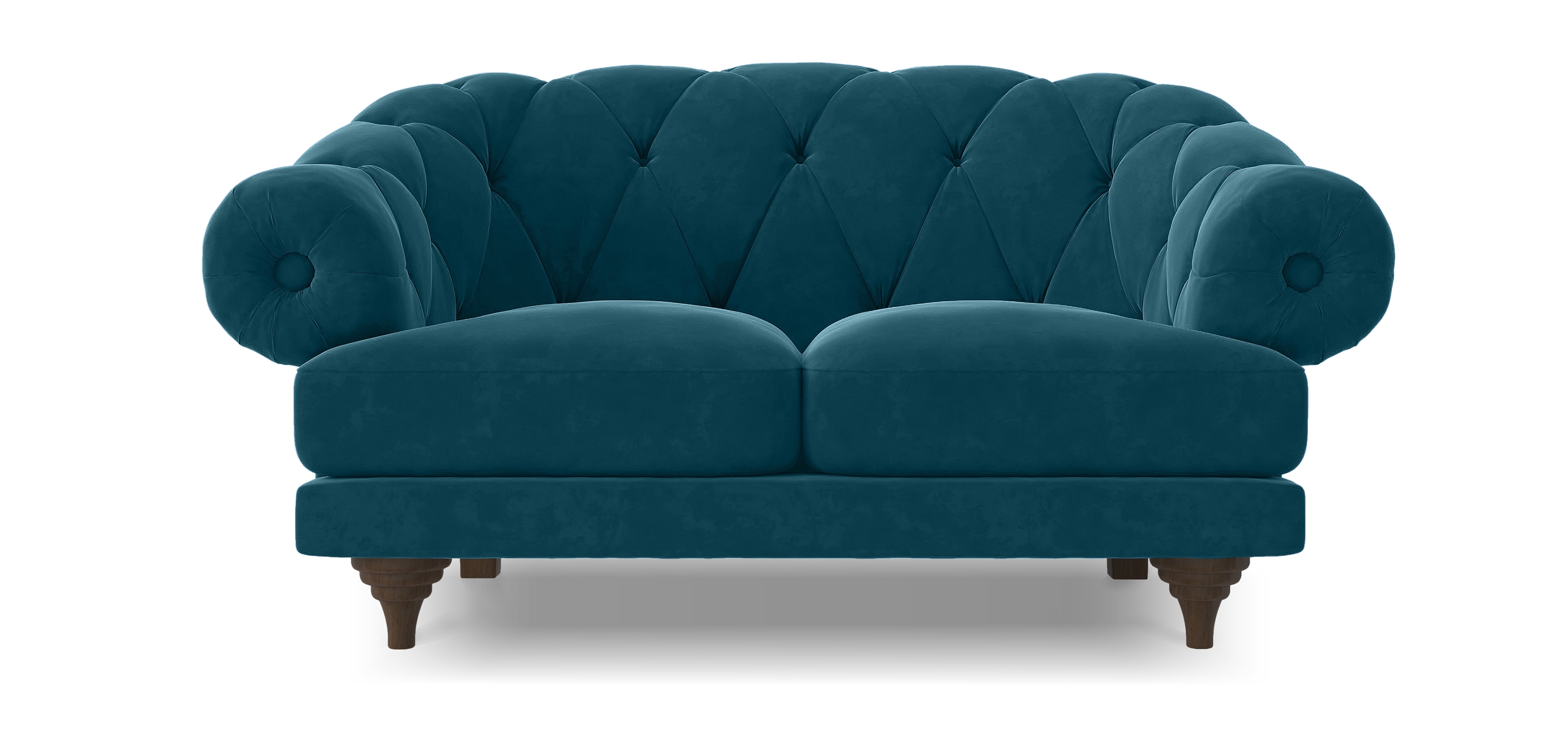 blue leather 2 seater sofa