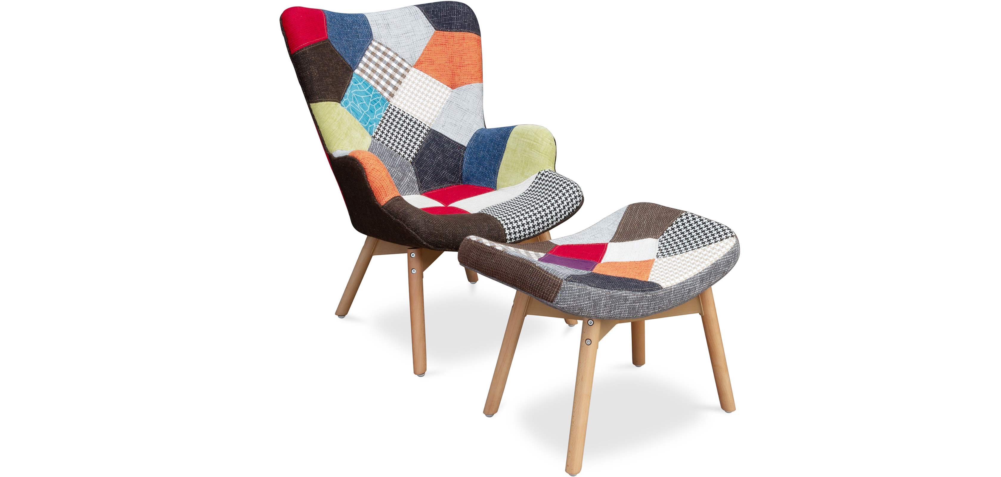 Buy Contor Armchair and Footstool Patchwork Lar - Scandinavian design ...